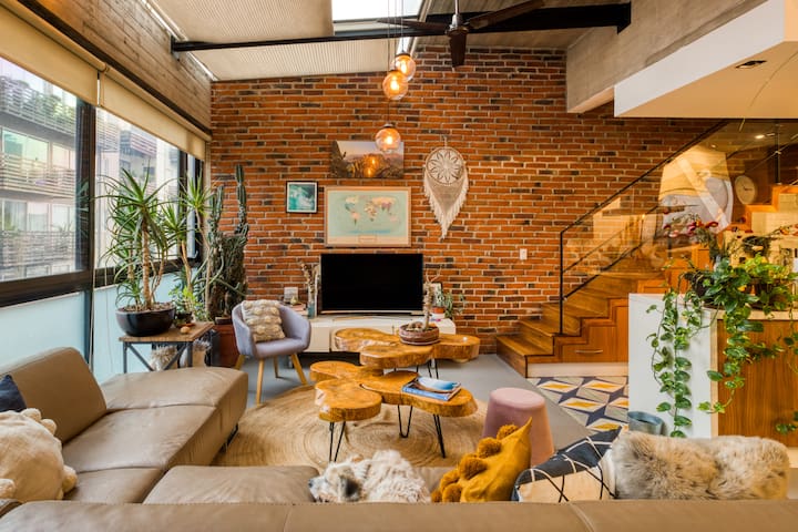 Amplio depa con hermosa terraza para 6 en la Roma