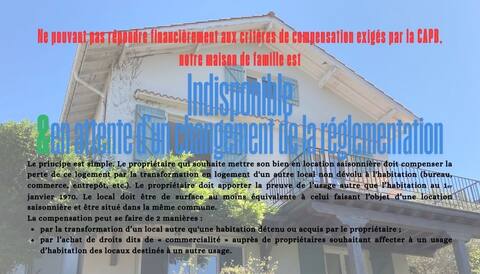Large house with sea view, 400 m from the beach