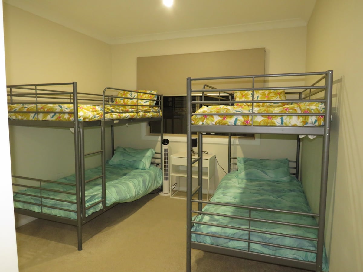 The bunk room has plenty of space and blockout blinds incase sunrise is not your thing :-)