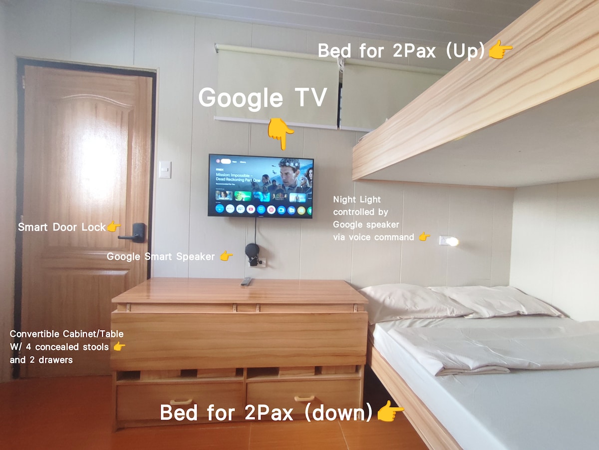 สมาร์ทรูมสำหรับผู้เข้าพัก 5 คนพร้อมเครื่องปรับอากาศ