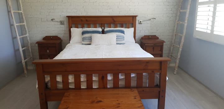 Bedroom one is located in the upstairs area together with the first bathroom, it has built in wardrobes and plenty of storage