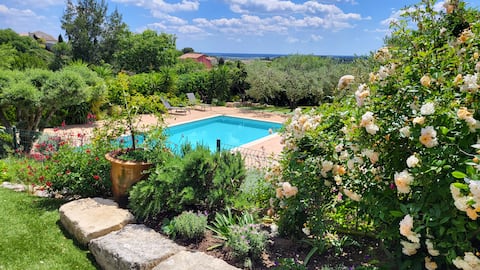 Apartment in olive garden, with pool.