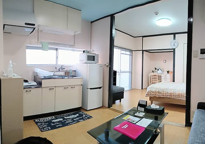 Dhoma ka një dhomë gjumi, kuzhinë, banjë dhe tualet.