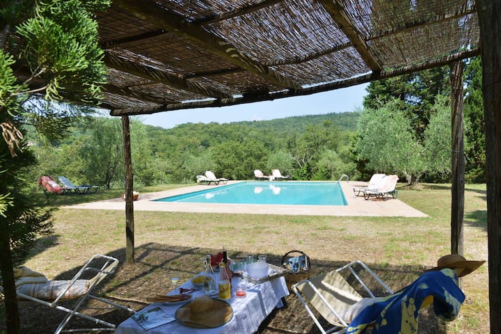 Ferme En Pierre Du Chianti Avec Piscine Privée Et Vue - Castellina in Chianti