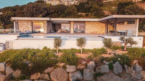 Modern villa with panoramic sea views.