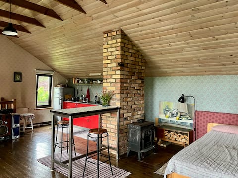 A spacious guesthouse with sauna in a quiet area