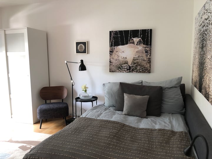 בסלון, ספה נפתחת נוחה יכולה לשמש כמיטה זוגית