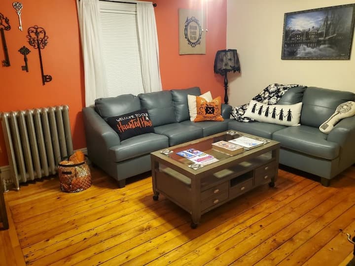 Get cozy on our two sofas and snuggle up with a good book or enjoy free Wi-Fi, Netflix and chill!