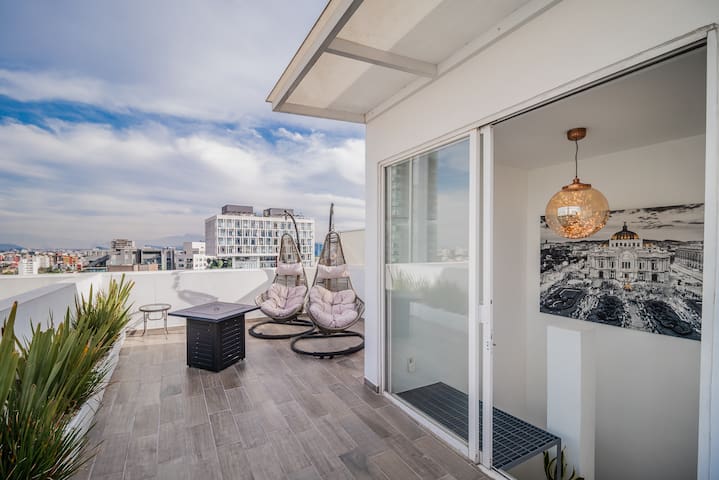 Full:A/C+Heating|Priv.Roof garden|Pool&Gym|Condesa