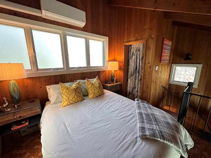 Welcome to our updated bedroom, now with a Queen size bed.