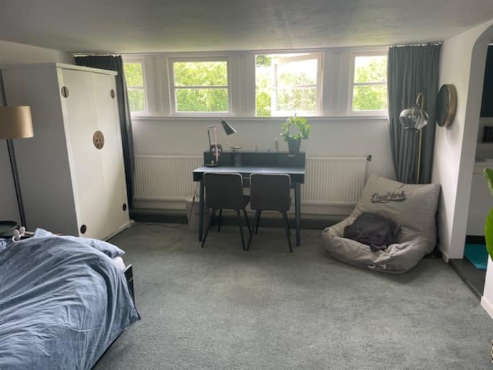 חדר שינה 3 (קומה 2), מיטת איקאה ניתנת להרחבה לשני אנשים (2 מזרנים) עם חדר רחצה פרטי ומקלחת.