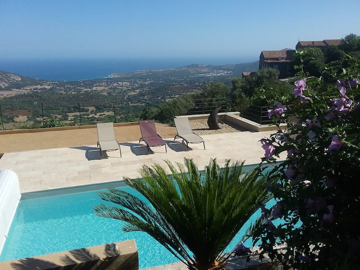Panoramaansicht 3 Schlafzimmer 2sdb Private Pool & Petanque, Klimaanlage, Wifi - L'Île-Rousse