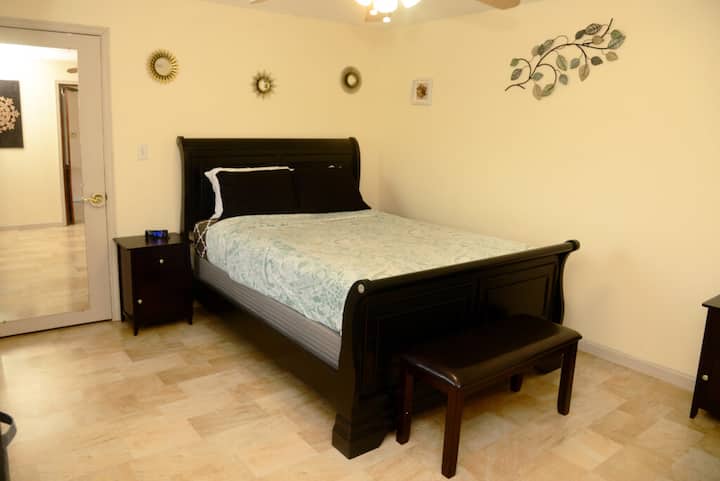 Bedroom 1 (Master bedroom) includes a queen bed and large walk-in closet with extra mattresses to use.