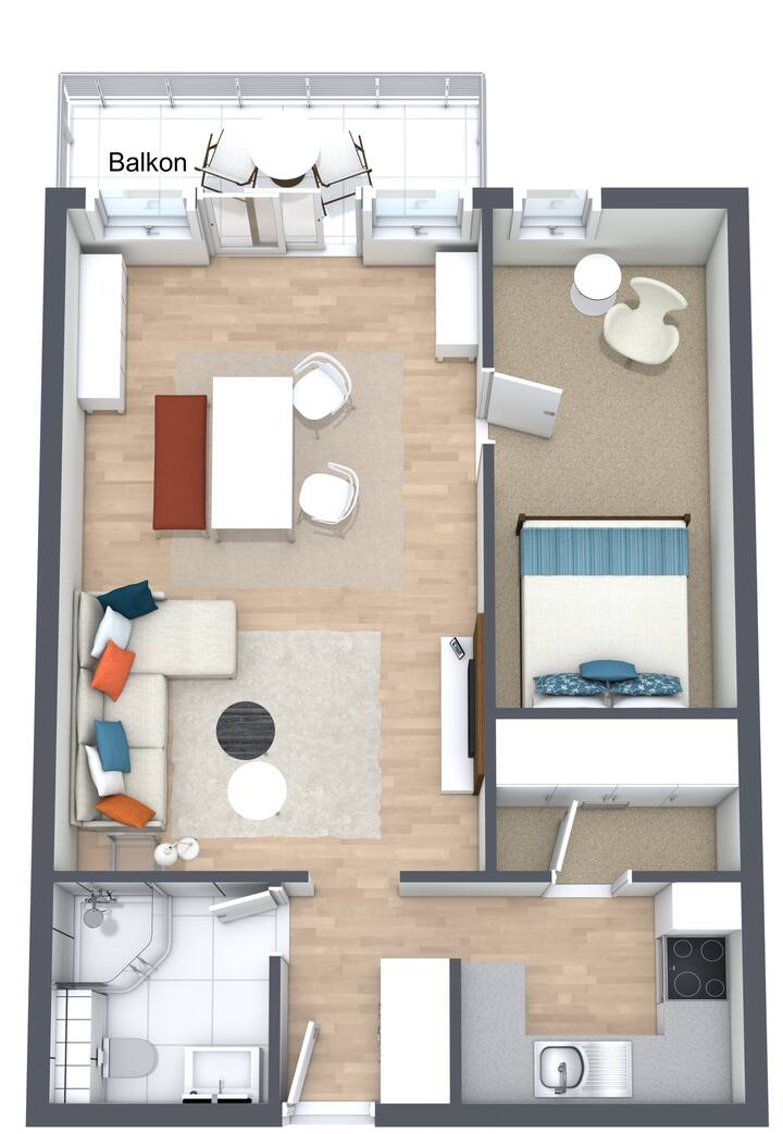 Planimetria 3D e apartamentit Beach203
