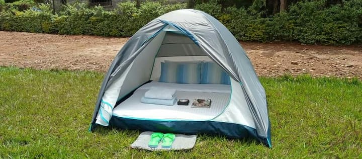 Comfy well set tents with a 4 by 6 drop matress 