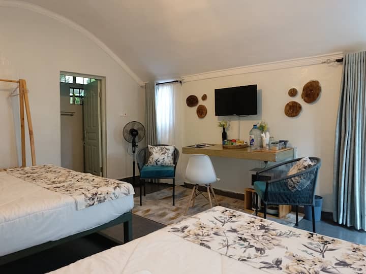 The Cottage 3 people occupancy. 
5 by 6 AND 3.5 by 6 beds 