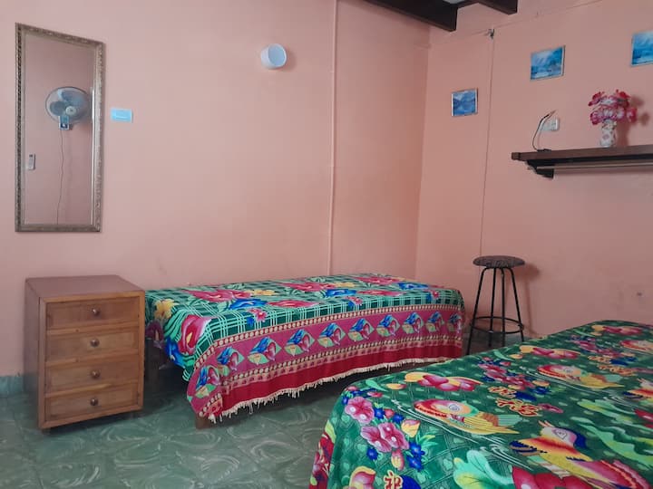 第二间卧室有两张单人床，为您的休息做好准备，照明、风扇、暖气或自然光（如果您愿意），有一个附件可以挂或存放您的物品，装饰精美，关上门后，您可以安心地休息。