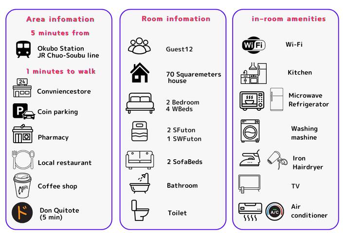 3F/Shinjuku Okubo/Spacious 2BR 70㎡/4 Beds/A106　 gallery image 3