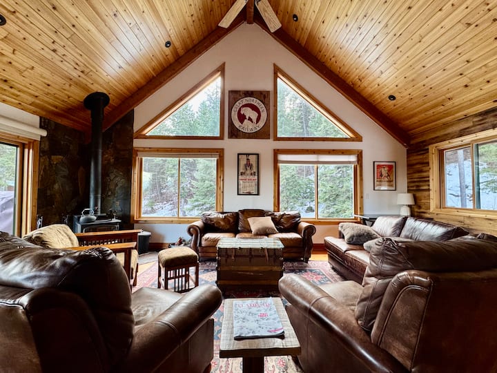 The views from the upstairs living room are some of the best in Flathead Valley. This photo shows the forest view where deer and other wildlife frequently traverse. 