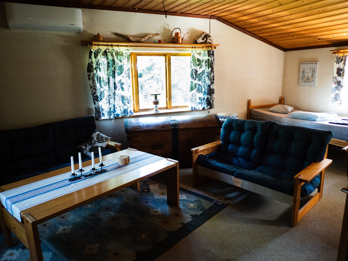 Acogedora sala con cama supletoria para una tercera persona