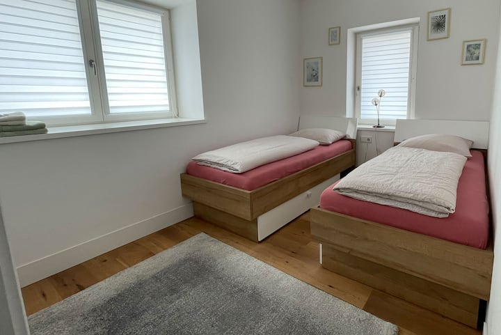 Спална соба со 2 единечни кревети