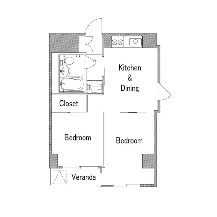 (Hk#45) Nakano 2 Separate Bedrooms + Dk - Tokió