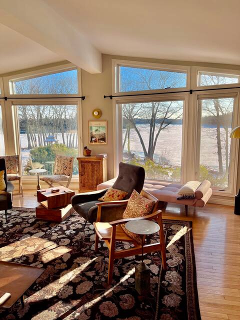 Sunny Waterfront Home Overlooking Blueberry Field