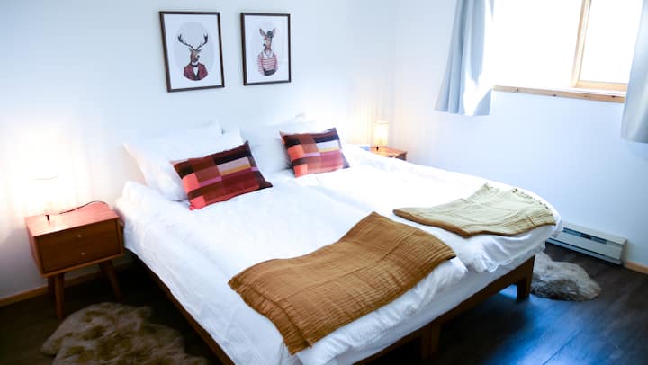 King bed shown, but this room can be into two double beds instead.