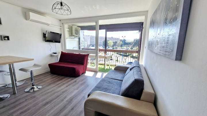 Grand Studio Proche Plage Et Port - Clim Parking - Saint-Cyprien