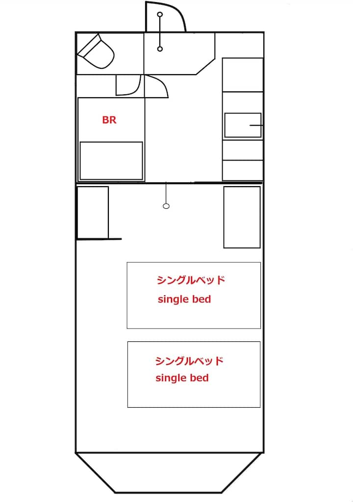 3f-b　会津若松市繁華街中心!  観光、スノボの拠点　2名料金　同ビル内９部屋有り　セルフチェック - 会津若松市