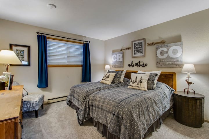 Bedroom #2 is on the Main Floor and has 2 Twin Beds.  One of the 4 bathrooms is next to this room.  Beds can be moved Apart for Singles or put together for couples (shown together).