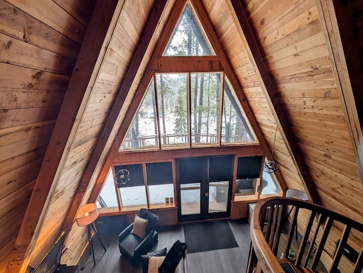 View from the loft of the cabin above the trees