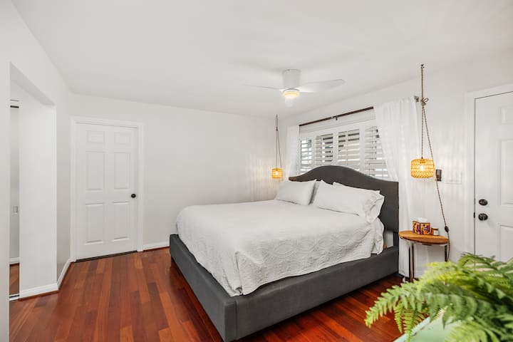 The Primary bedroom has CA king and beautiful natural light