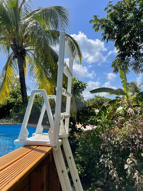 Nature caraïbe lodge, sea view, swimming pool, garden.
