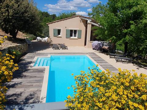 Villa with heated pool, view on the Ventoux.