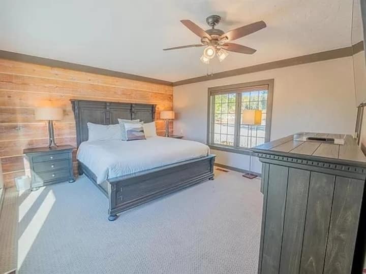 Master bedroom, king bed, separated from the rest of the home, with master bath, and private deck entrance.