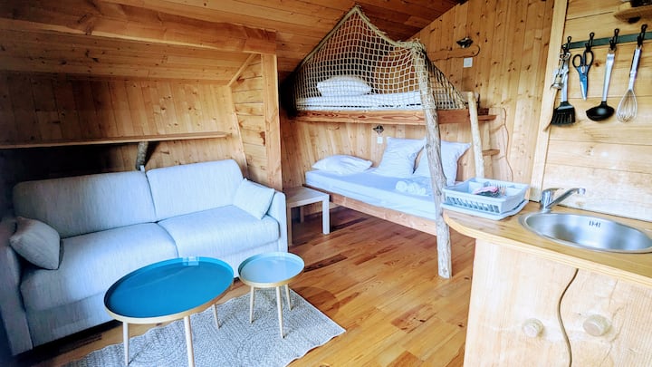 Cabane & Spa Avec Vue Panoramique Rivière D'ain - Ain