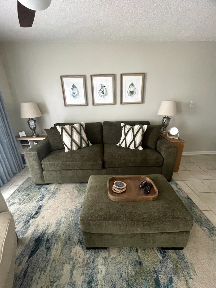 Comfortable sofa bed with a beautiful view of Little Lagoon