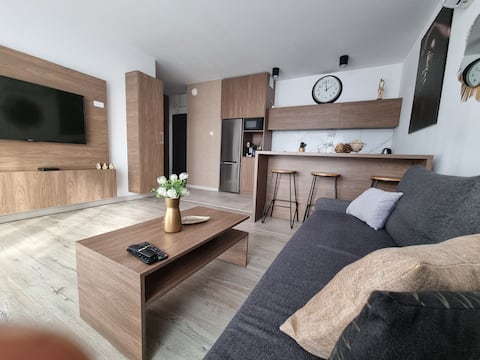 Successful Airbnb property: Q Apart Grand -3 Rooms, Air Conditioning, Garage ! in łódź Bałuty