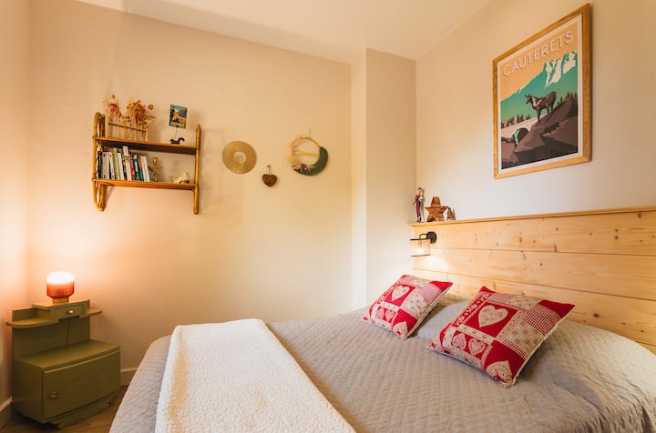 Master bedroom with window and new box spring mattress