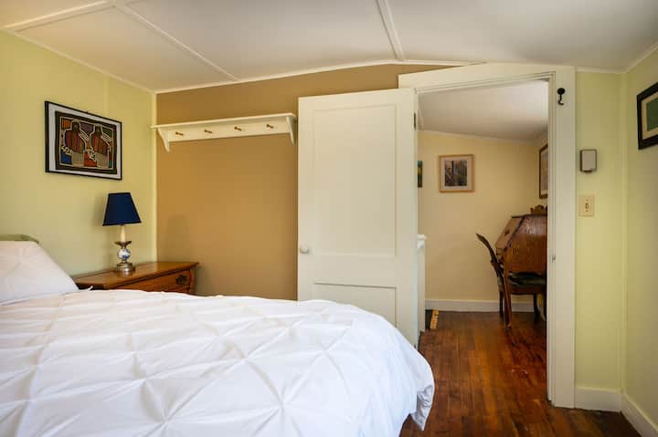 Queen bedroom with view of river
