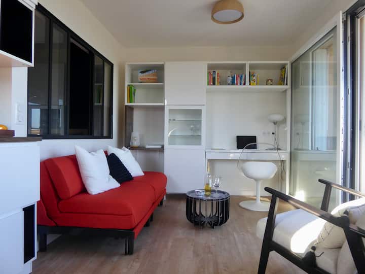 T2 Cosy, St Maxime, Vue Mer, Plage, Piscine, Park. - Sainte-Maxime