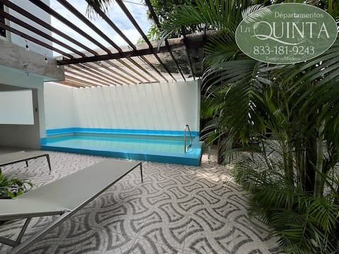 2 apartments (ground floor and upper floor) with a pool