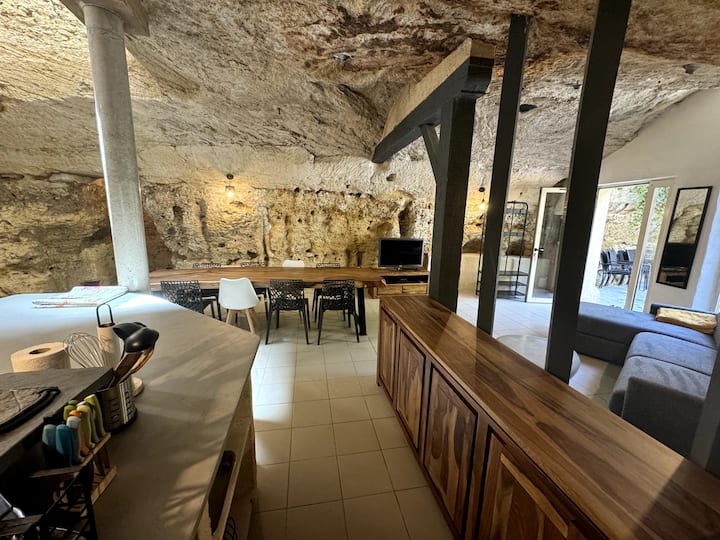 posh and extensive cave home; doue-en-anjou, loire valley
