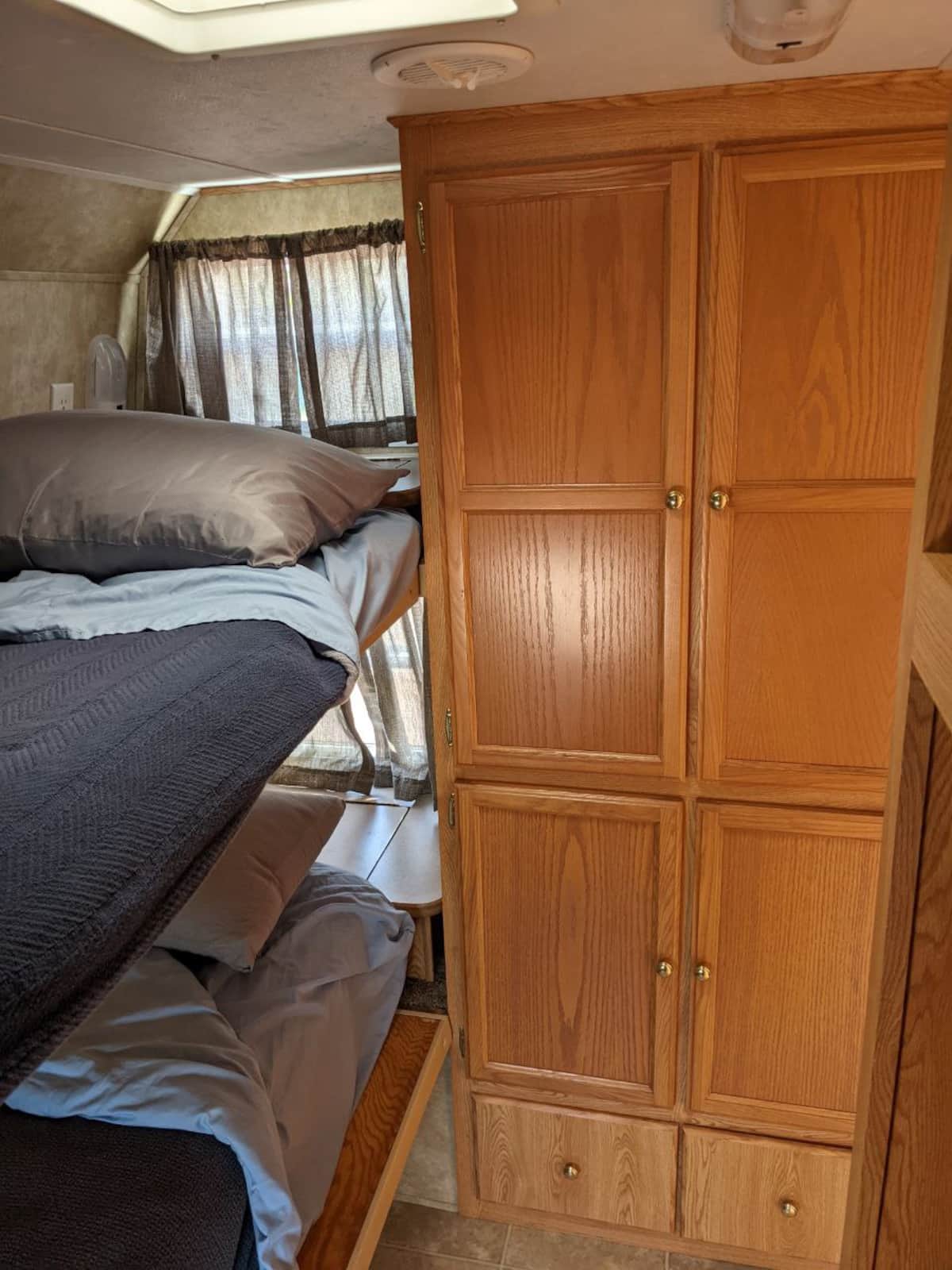 Bunk beds with a built-in wardrobe