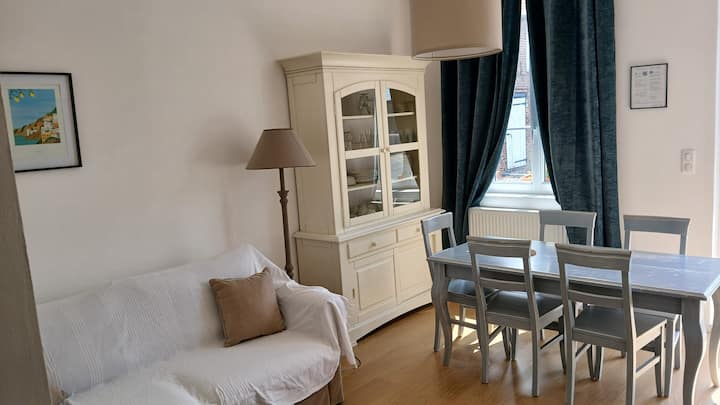 Მისაღები/სასადილო ოთახი, რომელიც, სხვა საკითხებთან ერთად, შედგება კომფორტული 140*200 სმ-იანი გასაშლელი დივნისგან.
Უშაქრო ფარდები.
Თქვენ თავს კარგად იგრძნობთ!