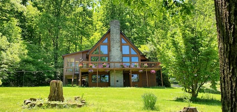 Luxury A-Frame Retreat | Hot Tub, Sauna & Fishing
