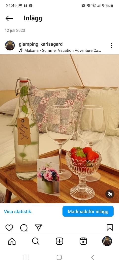 Popular Airbnb listing: Glamping at Karlsagård, rural and close to the sea in Falkenberg