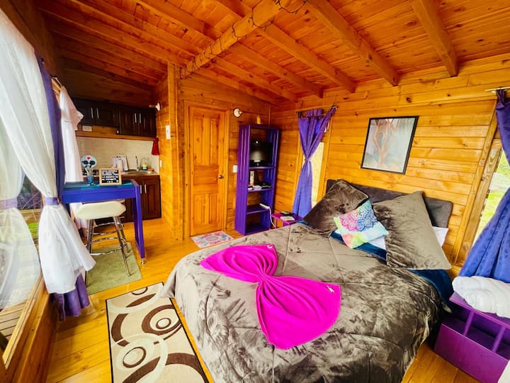 יש בו מיטה זוגית נוחה, שמיכות תרמיות, עם 4 כריות ושמיכה, עם שידות ליד המיטה ונוף יפהפה לאגם, יש גם טלוויזיה עם TDT ו - DVD לצפייה בסרטים. זה נהדר למנוחה ולניתוק.