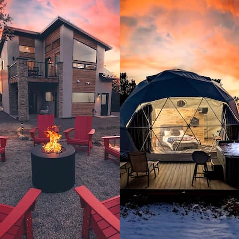 ModernCabin+GeoDome w/ HotTub*FirePit*Deck*Views